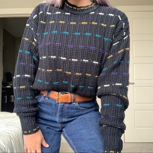 Navy Vintage Chunky Knit Sweater